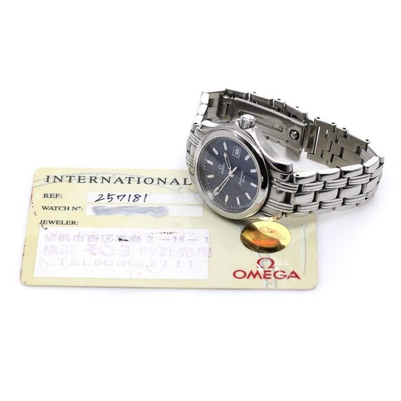 OMEGA Seamaster120 2571.81 Date Navy Dial Quartz Ladies Watch - Picture 1 of 12